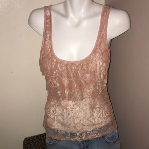 Pink lace ruffle tank Charlotte Russe Size M med
